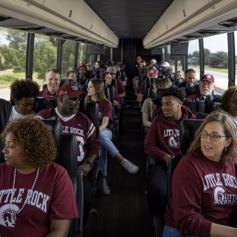 Passenger seating aboard a Little Rock party bus rental