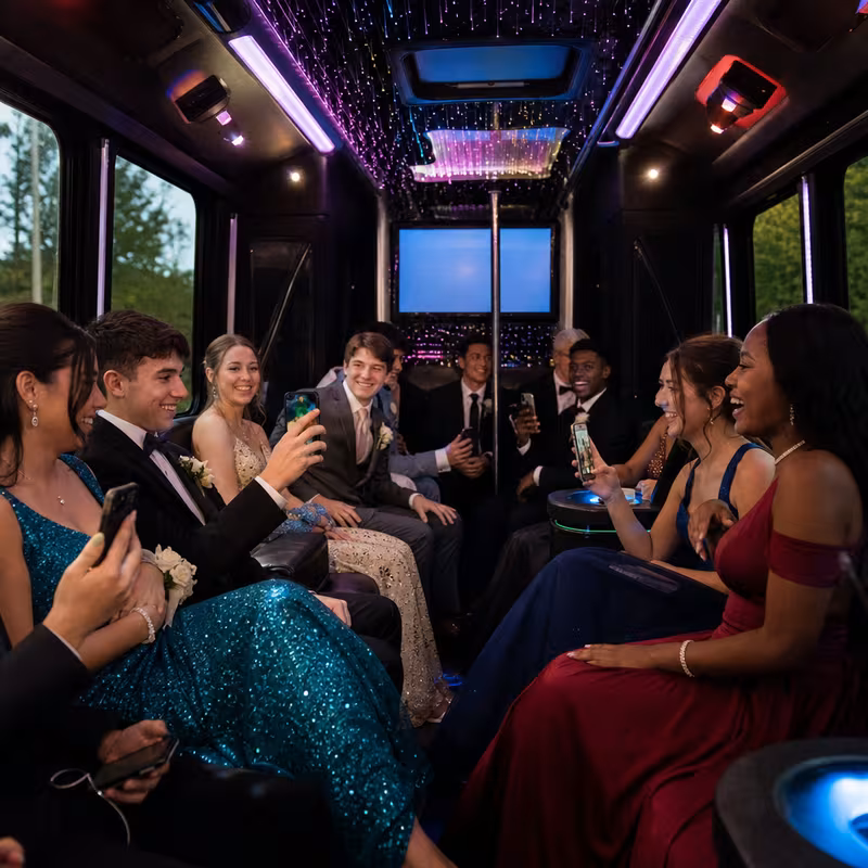 Black Mercedes Sprinter van staged for an Little Rock Prom & Homecoming Transportation group
